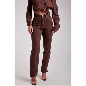 Chocolate Split Side Wide-Leg Jean